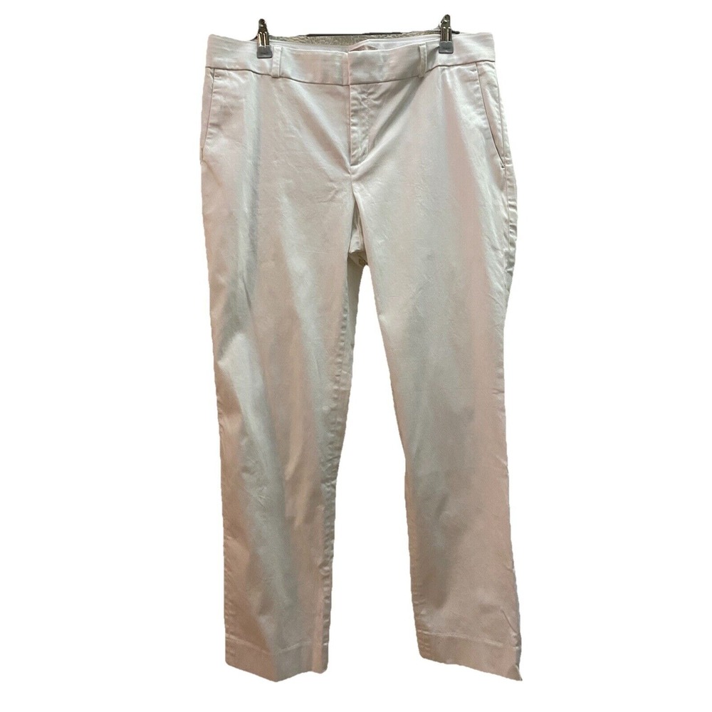 Banana Republic Womens Hampton Pants White Ivory 10L Career Cotton Blend